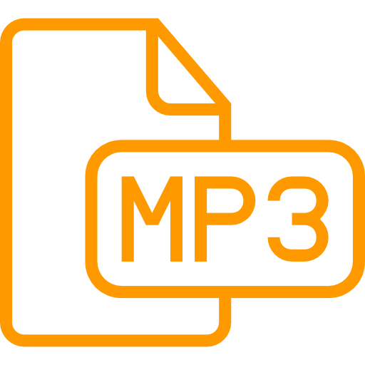 Icône de fichier audio au format MP3 représentant un document avec l’extension MP3