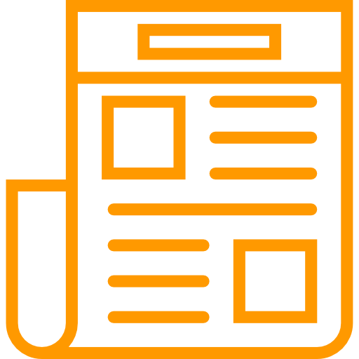 Icône de journal représentant des articles et des titres, symbolisant les actualités ou un blog