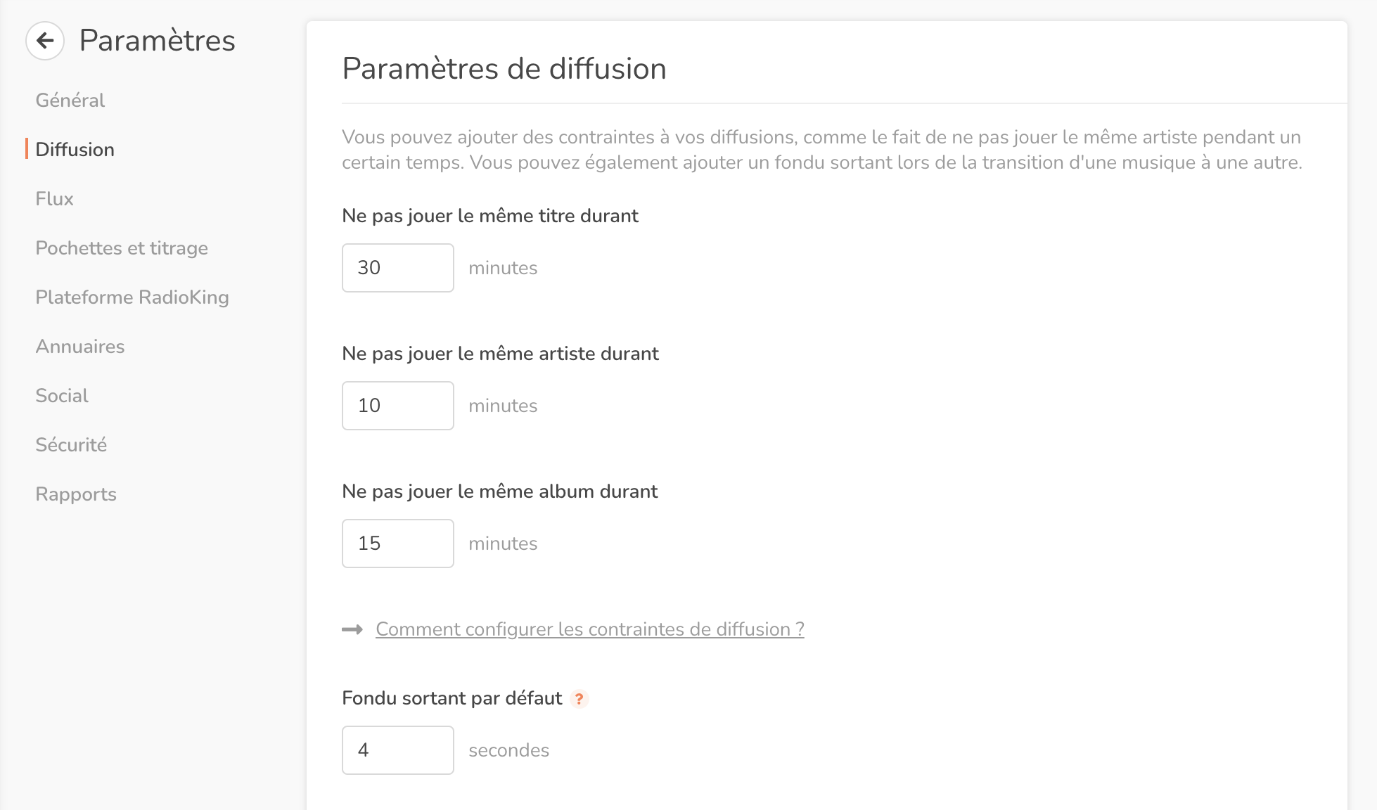 Contraintes de diffusion
