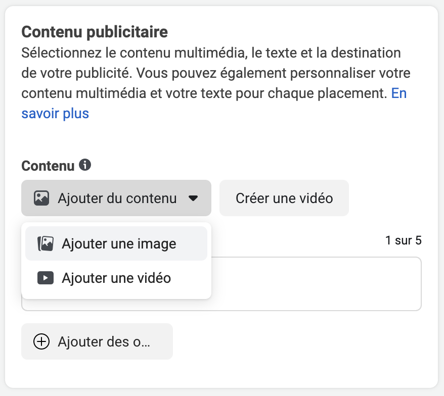 Publicité Facebook pour radio en ligne - Contenu