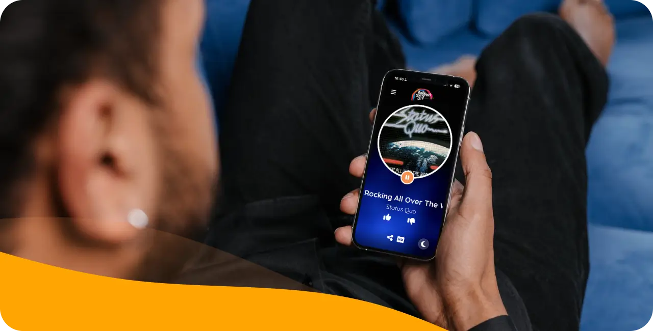 Mobile app created with RadioKing's radio app builder.